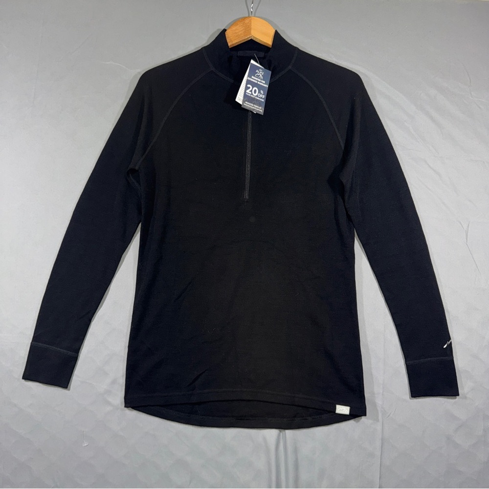 Merino.tech Pullover Mens Medium Black Merino 250 Wool 1/4 Zip Base Layer